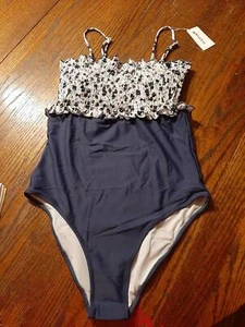 New Large Modihito One Piece Ruffled Shirred Swimsuit Bathing Suit Swimwear  - Picture 1 of 5