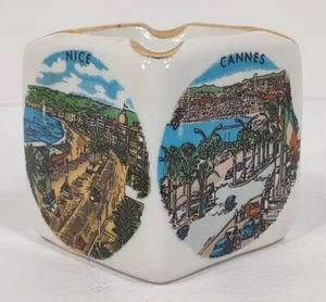 Collectible Porcelain 2.5" cube ash tray Cannes Nice Monaco Menton images  - Picture 1 of 10