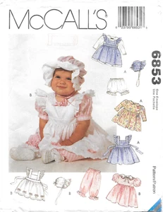 McCall's Sewing Pattern # 6853 Infants' Pinafore Dress Panties Pantaloons Bonnet - Picture 1 of 2
