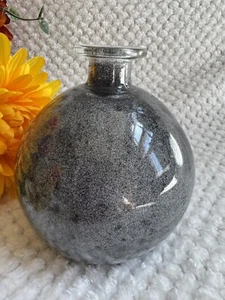 Modern Round Speckled Black & White Glass Vase-6” Decorative Accent - Picture 1 of 7