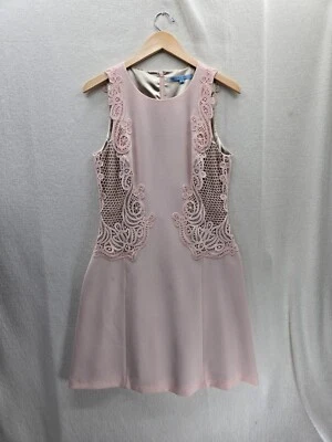 NWT Antonio Melani Gella $169 Pink Lace Detail Sleeveless Zip Back Dress Size-8 - Image 1 of 4