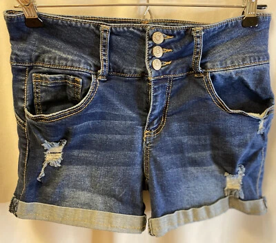 Pantalones Cortos Paris Blues Jean Booty Mujer Junior 7 26X3.5 Botón Mosca Lavado Oscuro Foto 1 de 4