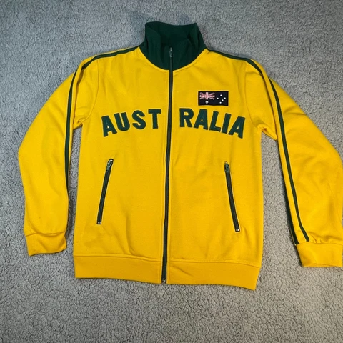 Australia National Team Sweater Girl 14 Yellow Full Zip Jacket Long Sleeve Retro Cover