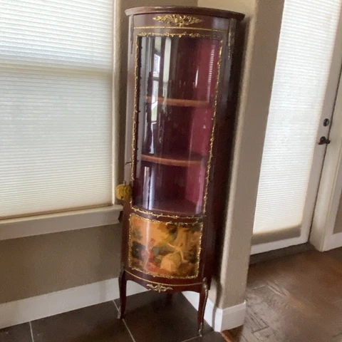 Louis XV Style Vitrine Marquetry  20th century with & Gilded Ornam. coener piece Cover