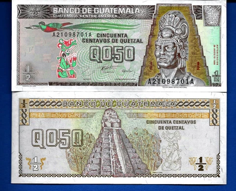 Guatemala 1/2 Quetzal Year 1996 Uncirculated World Paper Money Banknote Cover