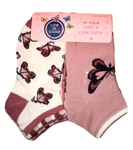 LIFE IS GOOD - 10 Pair Little Girl's Socks - Sock Size 6-8 / Shoe Size 10-4 NEW! - Picture 1 of 5