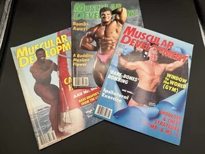 VTG Lot of 3 MUSCULAR DEVELOPMENT bodybuilding muscle magazines. 87 & 88 - Picture 1 of 23