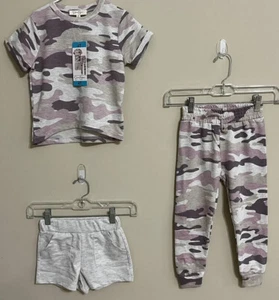 NWT Jessica Simpson size 4T kids 3 piece pink camo pants comfy set girls - Picture 1 of 8