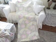 Baby PINK on Dove Grey with pale Green PLUMES Deco Drama Barkcloth Fabric x2
