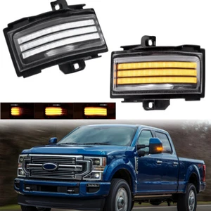 Pair LED Dynamic Side Mirror Light for Ford Super Duty F-250 F-350 F-450 2017-23 - Picture 1 of 12