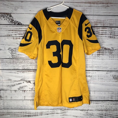 Nike Todd Gurley II Yellow Color Rush LA Rams Sewn NFL Jersey Youth Kids Medium Cover