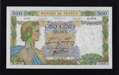 France 500 Francs 1942 P-95 GEM UNC ,  NO HOLES   - Image 1 of 2
