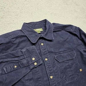 Gander Mountain Chamois Shirt Mens Large Heavy Flannel Blue Button Up - Picture 1 of 18
