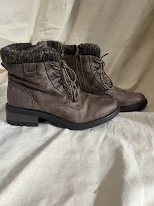 Bullboxer Kara Women's Boots Brown Leather Knit Top Side Zipper Size 9 - Picture 1 of 11