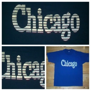 vintage single stitch large Chicago Souvenir silver ink blue t shirt bears cubs - Picture 1 of 6