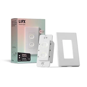 Interruptor inteligente LIFX - Interruptor de luz táctil inteligente Wi-Fi de 2 botones, blanco LFSPWHT1FUS - Imagen 1 de 1