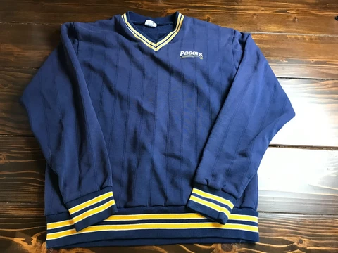 Vintage Indiana Pacers Sweater, Men's Size XXL, Navy Blue, Pioneer NBA, Vintage Cover