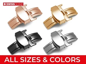 Für TAG Heuer Uhr Faltschließe Butterfly Schließe Leder Kautschuk Armband Band - Bild 1 von 10