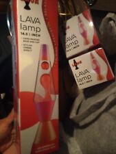 Lava lamp Original 14.5 Inch reddish pink base Lamp w/ clear Liquid red Wax NEW