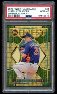 2022 Finest Flashbacks Superfractor #64 Justin Verlander 1/1 PSA 10 GEM MINT - Foto 1 di 2
