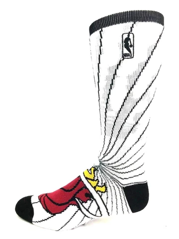 Miami Heat Basketball White with Black Laser Rays Team Logo Crew Socks Cover