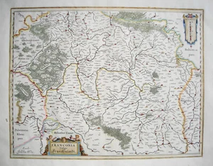 Franken Würzburg Bamberg Nürnberg Amburg Kupferstich Landkarte Blauw 1640 - Picture 1 of 5