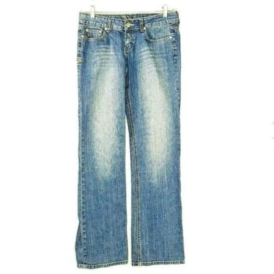 Jeans Adiktd Embellecidos Bootcut Talla 10 Azul Botón Solapa Azul Denim 28x33 Foto 1 de 4