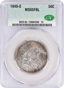 1949-S Franklin Silver Half Dollar MS65FBL CACG - Picture 1 of 4