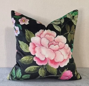 Designers Guild Porcelaine De Chine Velours Noir Fabric Cushion Cover 40x40 cm - Picture 1 of 3