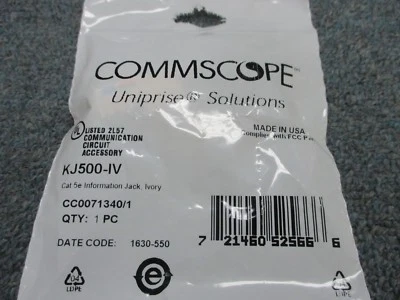 NEW - Commscope Uniprise KJ500-IV Category Cat 5e Keystone Data Grade Jack Ivory