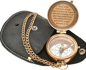 Antique Vintage Brass Pocket Compass Brass Nautical Compass Marine Compass Gift - Picture 1 of 6
