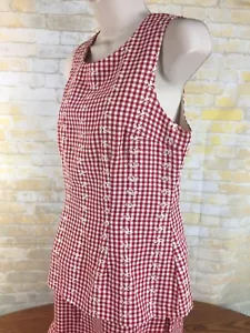 Abito a quadri rosso vintage made in American My Michelle classico da donna taglia 9/10 M87 - Foto 1 di 14