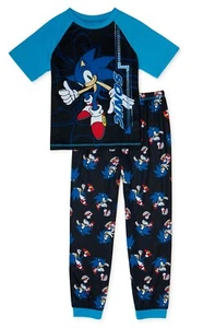 Sonic The Hedgehog Pajamas Boys Size 6 7 8 Set Short Sleeve Shirt Pants Blue NWT - Picture 1 of 3