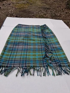 J Jill Blue Green Plaid Skirt with Fringe Size 8, Acrylic, Polyester and Wool. - Picture 1 of 9