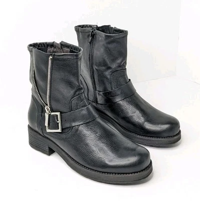 Helene Rouge Moto Boots, Black Leather, Women's 38 EU (US 7.5-8) - Image 1 of 4