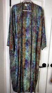 Smithsonian Institution Kimono House Robe Duster Tie Dye Batik Boho Hippie Sz M - Picture 1 of 12