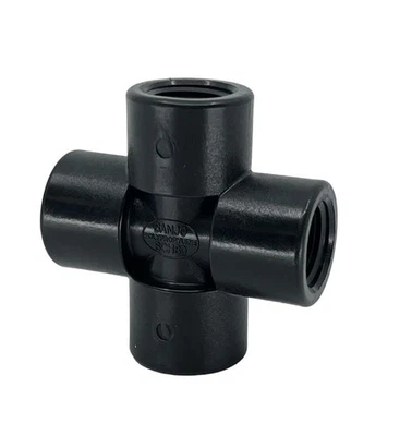 Banjo Polypropylene Cross Pipe Fitting 3/8" NPT Female - CR038 - Image 1 of 4