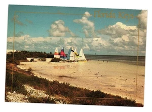 Florida Keys Catamarani Scena Spiaggia Cartolina d'epoca Vacanze Oceano Turismo Barca - Foto 1 di 2