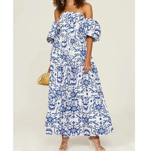 NUEVO Vestido Borgo de Nor Julia Algodón Venezia Azul Talla US 8 / UK 12 - Imagen 1 de 17