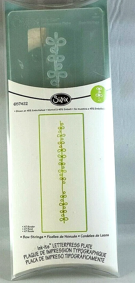 Bow Strings Vine Ivy Plants Sizzix Ink-its Letterpress Embossing Plate A7 Border - Image 1 of 1