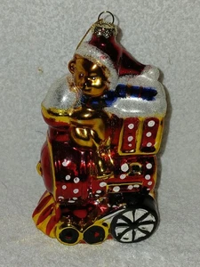Oso de peluche en tren adorno de vidrio de Navidad - Imagen 1 de 4