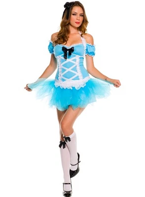 ADULT sexy MUSIC LEGS miss ALICE in WONDERLAND fairytale HALLOWEEN party COSTUME - Image 1 of 2