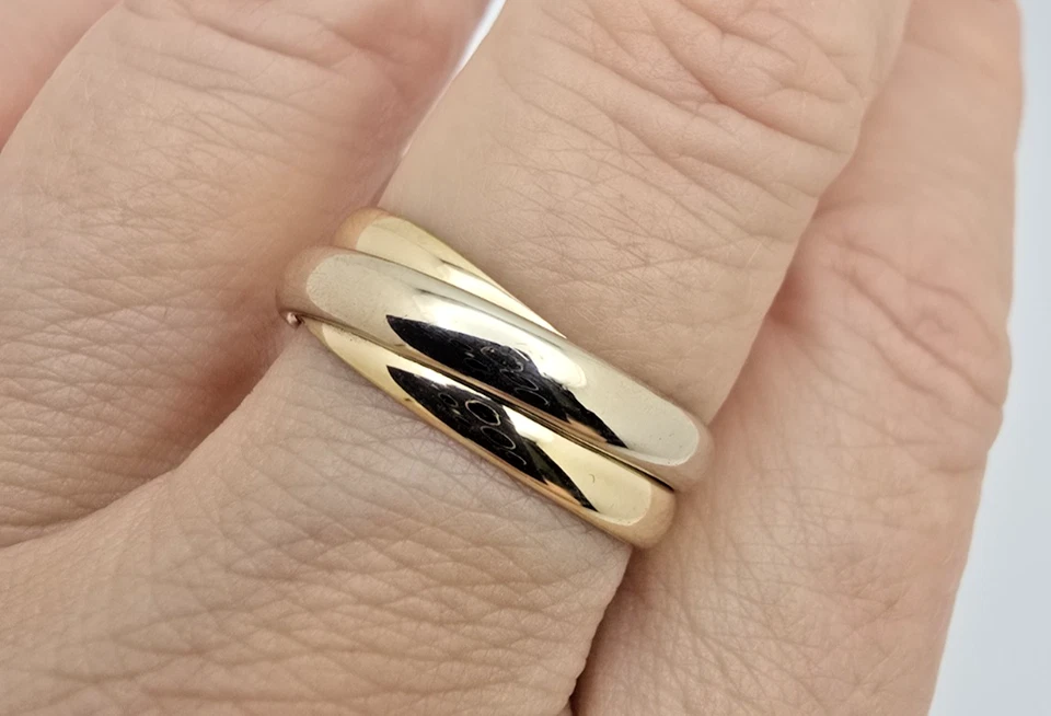 Anillo MILOR Oro Blanco/Amarillo 14k Doble Banda, Talla 8,75 Foto 1 de 4
