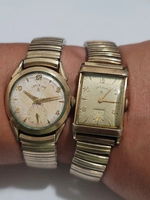 2 VTG 21J 23J 10K 14K GF Gold Filled LORD ELGIN 626 730 Watches Round Square - Image 1 of 4