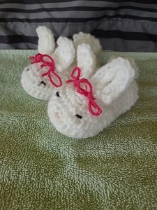 Crochet Bunny Baby Booties Handmade - Picture 1 of 4