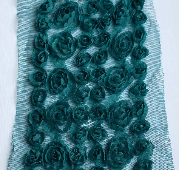 1 jarda de chiffon rosa acabamento de renda aplique 3D casamento nupcial malha tule 6 fileiras tutu - Imagem 1 de 1