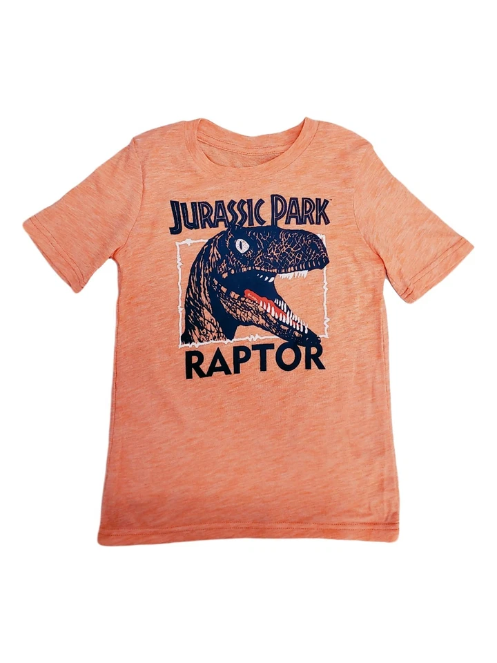 Jurassic Park Boys Orange Short Sleeve Raptor Dinosaur Tee Shirt T-Shirt - Image 1 of 1