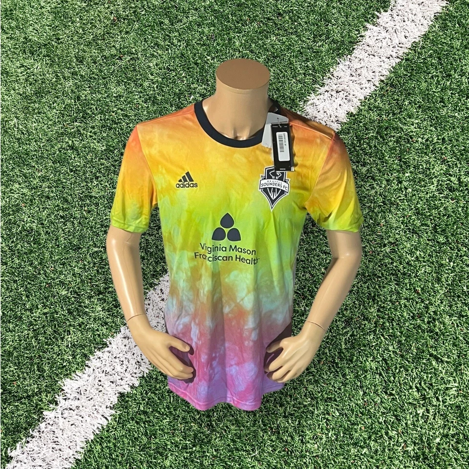 Adidas MLS Seattle Sounders FC LGTBQ Pride Tie Dye Multicolor GJ0783 jersey Sz S - Image 1 of 4