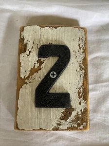 Rustic Reclaimed Wood House Number with Black Aluminum Number ~ 2 - Picture 1 of 2