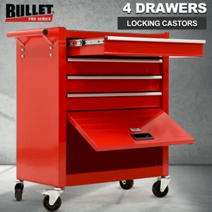 BULLET Pro 4 Drawer Tool Box Cabinet Trolley Storage Toolbox Garage Organiser - Picture 1 of 11